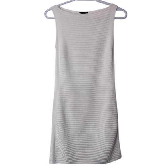Theory cream sleeveless ribbed knit mini shift dress size S - Picture 1 of 4